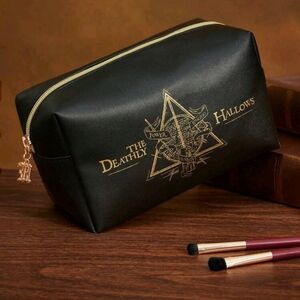 Harry Potter X SHEIN Deathly Hallows Letter Pattern Large‎ Capacity Makeup Bag